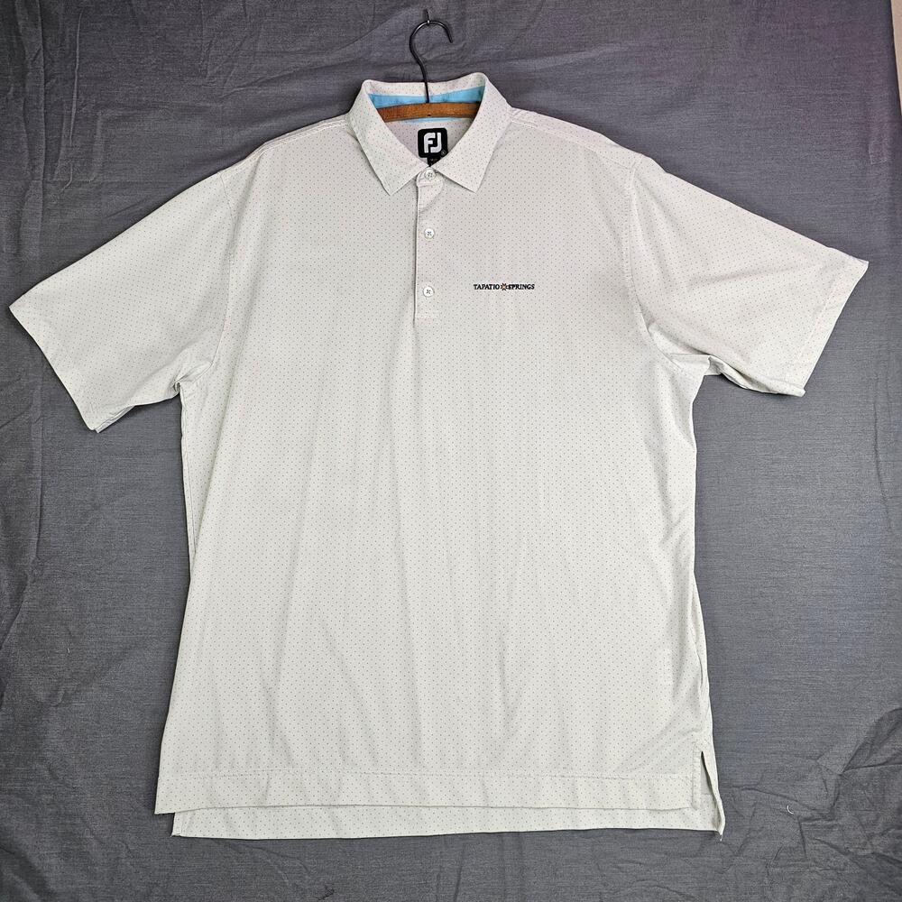 FootJoy Golf Short Sleeve Polo Shirt Silver Polka Dot Embroider Logo Size Large